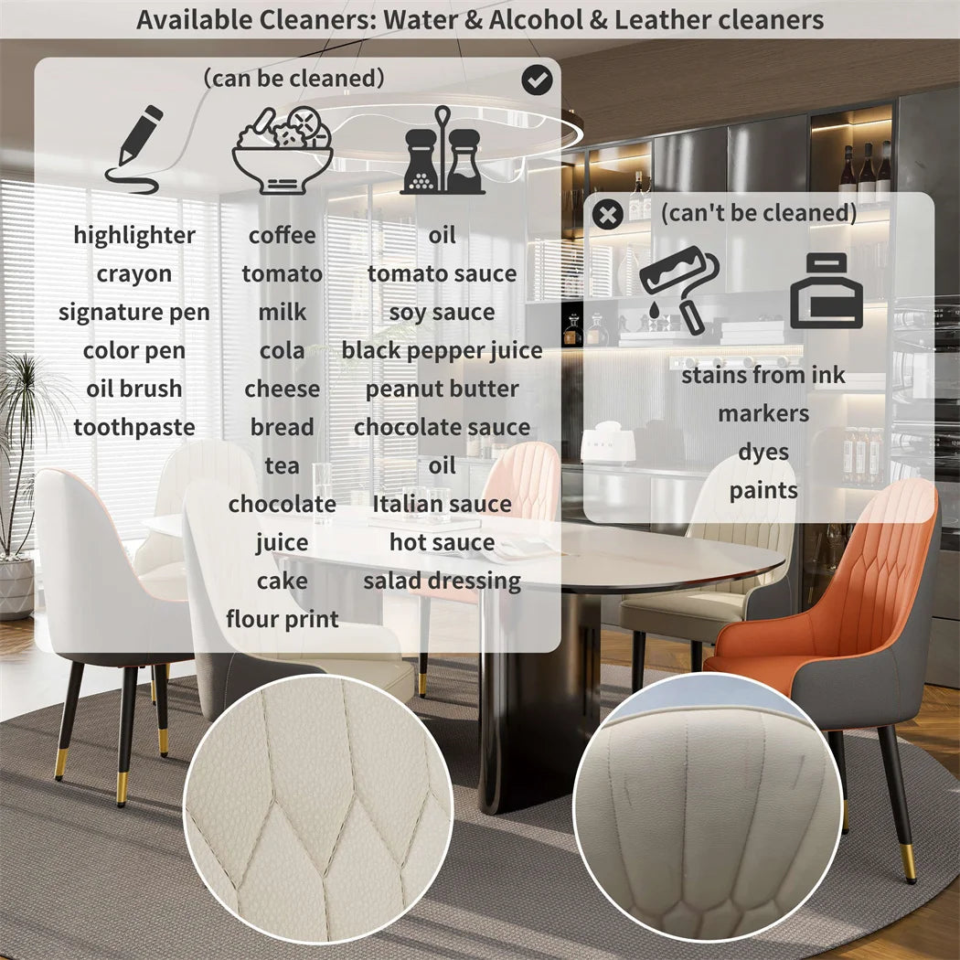 Leather Dining Chairs, Arms Modern Kitchen Dining Room Chairs, Metal legs,kitchen, apts