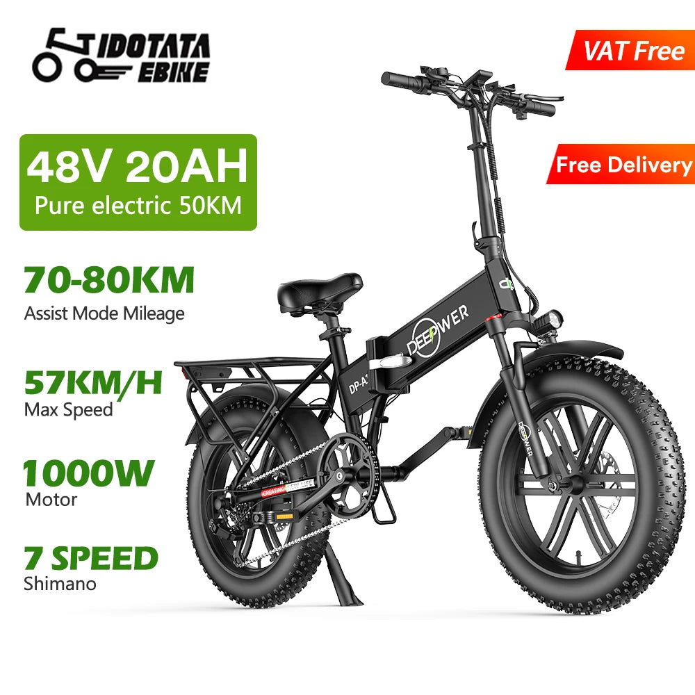 Electric Bike for Adults, Peak 1000W Foldable,35mph, Rng/35-50 Miles 48V 20AH Mountain Folding 20‘’
