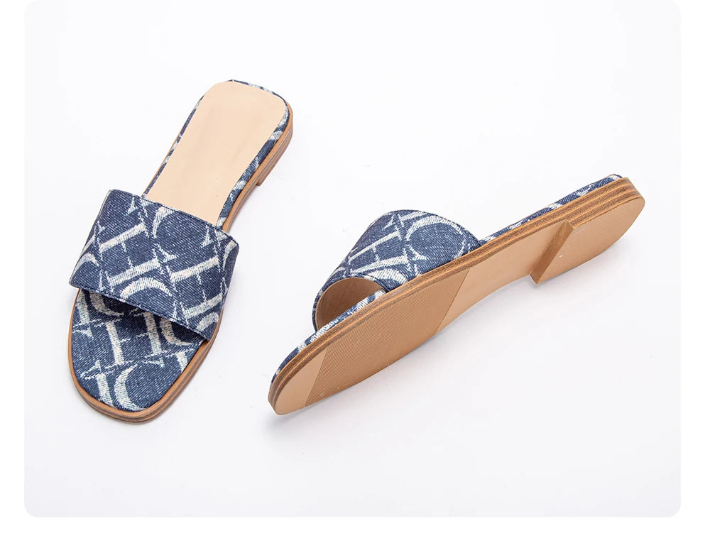 Classic Simple Design Comfortable Anti-slip Sole Printed Slippers Seasonal Fashion Women's Sandals