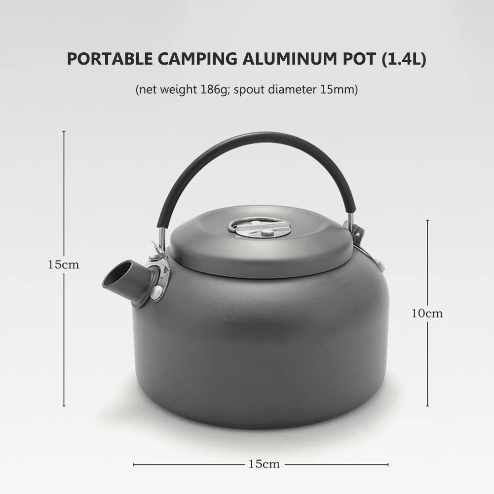0.8L/1.4L Camping Tea Coffee Pot Portable Lightweight  Large Capacity Hiking Backpacking