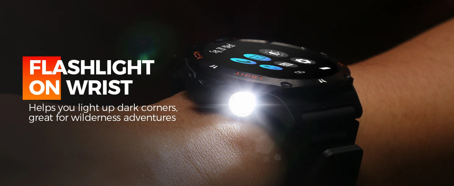 Smart Watch 3ATM Waterproof 1.53" KT76, Compass, LED Flashlight Heart Rate Sleep Analysis Bluetooth