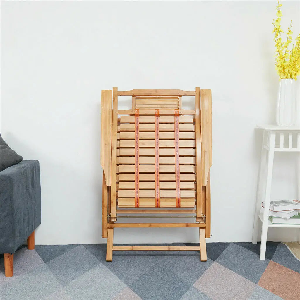 Heavy Duty Bamboo Rocking Chair Adjustable Lounge Recliner Leisure Living Room,covered deck