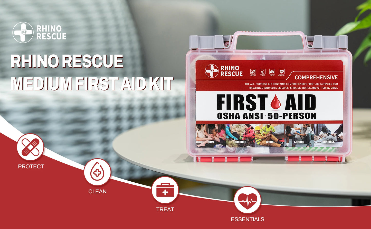 Rhino full-featured first aid kit, home/office emergency medical supplies, car, outdoor, travel