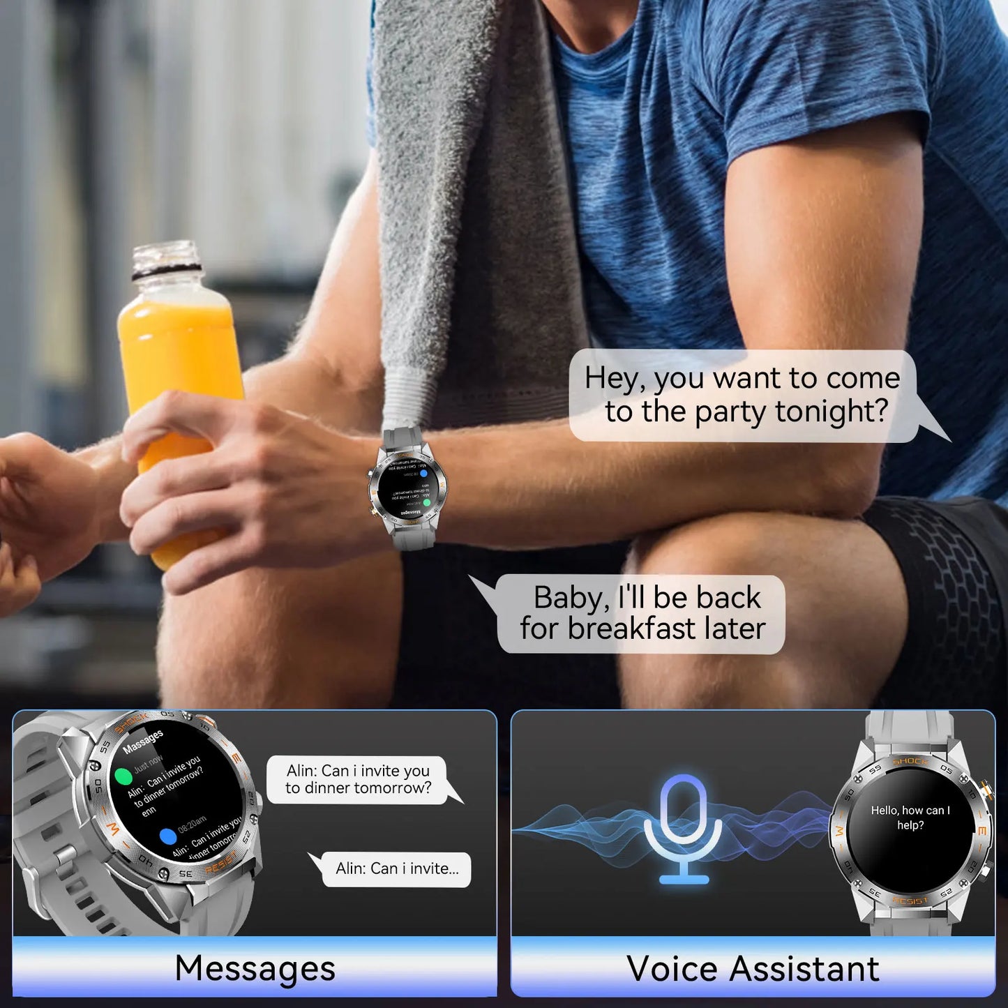 LaNikar Military Smart Watch,Men Fitness Tactical Multiple Sports Modes Heart RateSpO2 Sleep Tracker