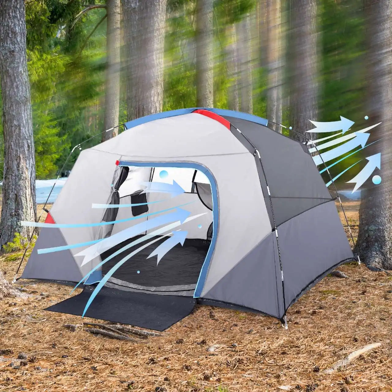 Camping Tent Easy Set up  4 Person to 6 Person Sunshade For Hiking Backpacking Traveling Shelter