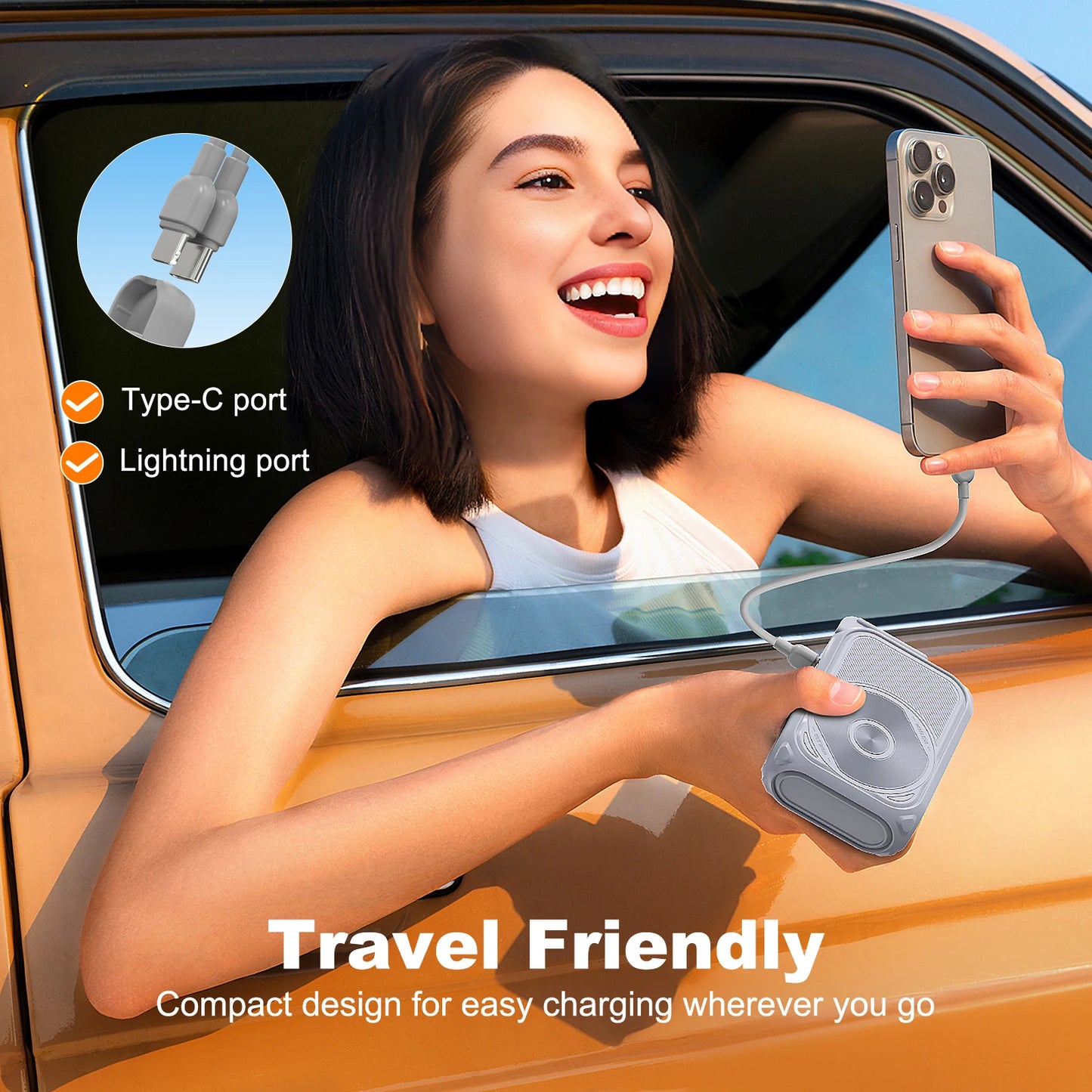 Fast Charging 10000mAh Magnetic Wireless Power Bank USB Type-C Detachable Data Cable Phone Holder