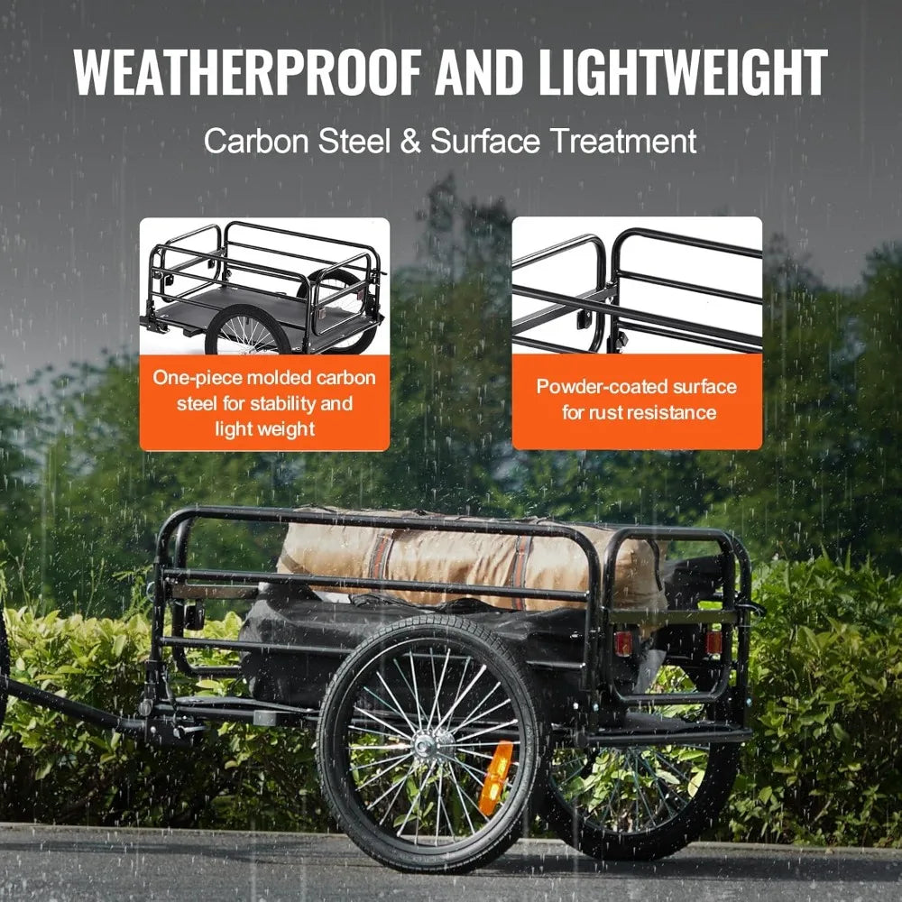 Bike Cargo Trailer, 88/100/160 lbs Load Capacity, Heavy-Duty Cart, Foldable Storage Universal Hitch