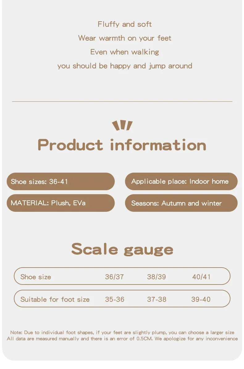 Winter MEN/Women's Slippers fuzzy Fur Anti-slip Soft Sole Outdoor Indoor Warm Comfort Houseshoes