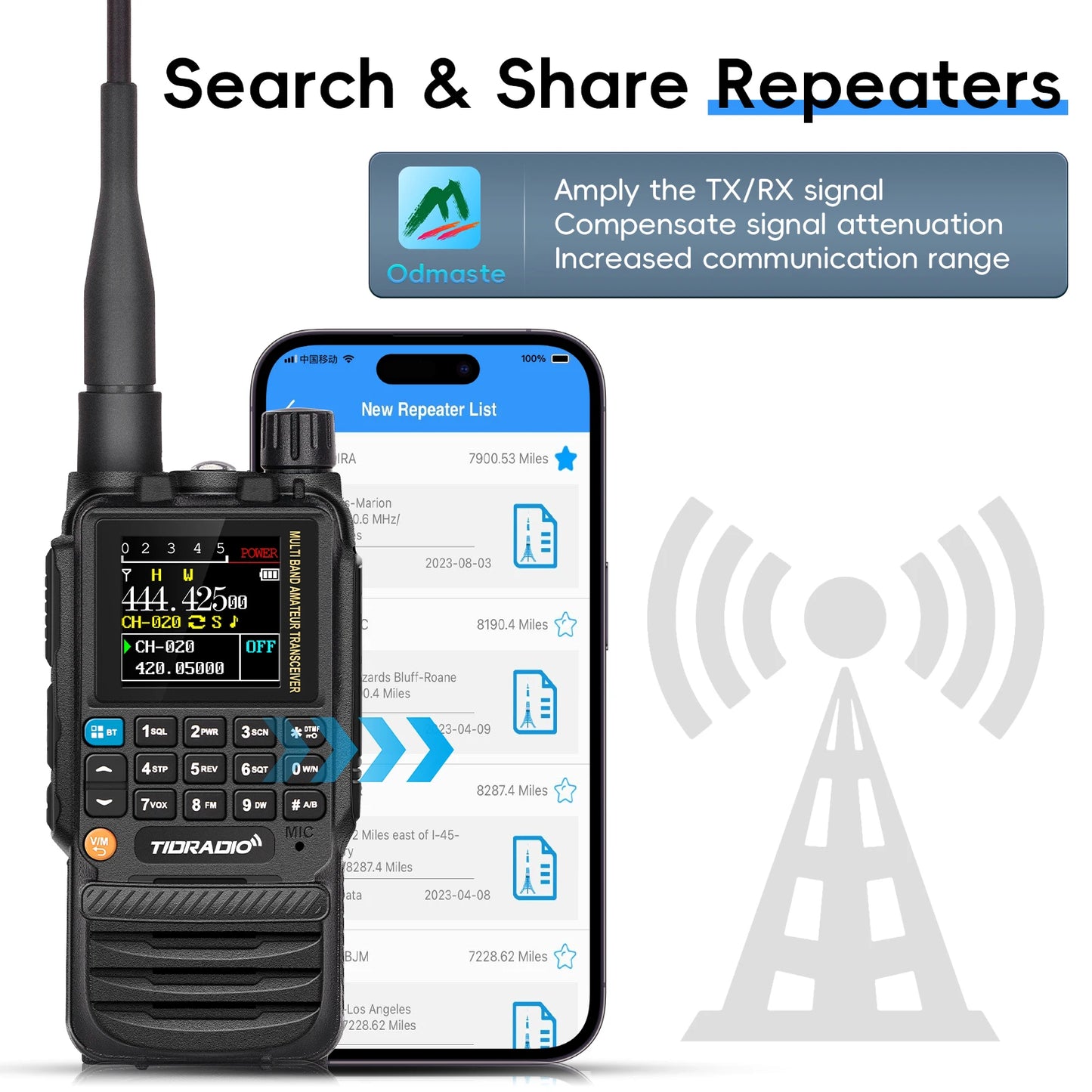 Walkie Talkie Phone APP Wireless Program HAM Air Band Long Range Radio USB Type-C Cable Prog/Charge
