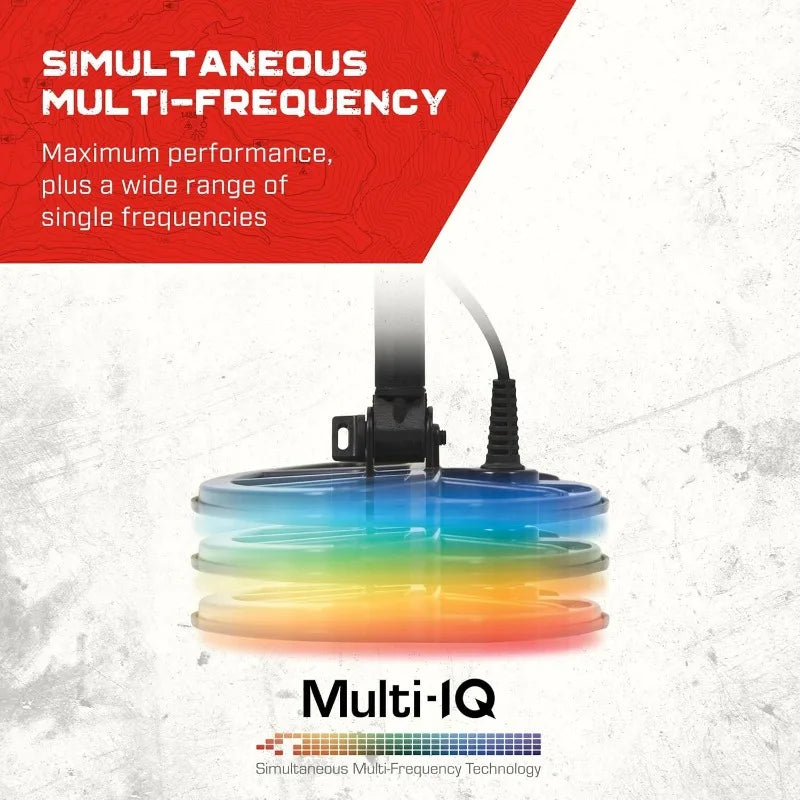 540 Multi-Frequency Pinpointing Detector, Adults, Iron Bias & V12 12"x9" Double-D Waterproof Coil