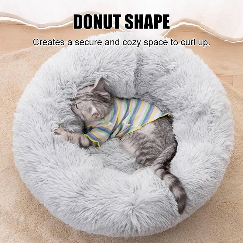 40-100cm Fluffy Pets Beds Large Round Super Warm Soft Cat Plush Nest