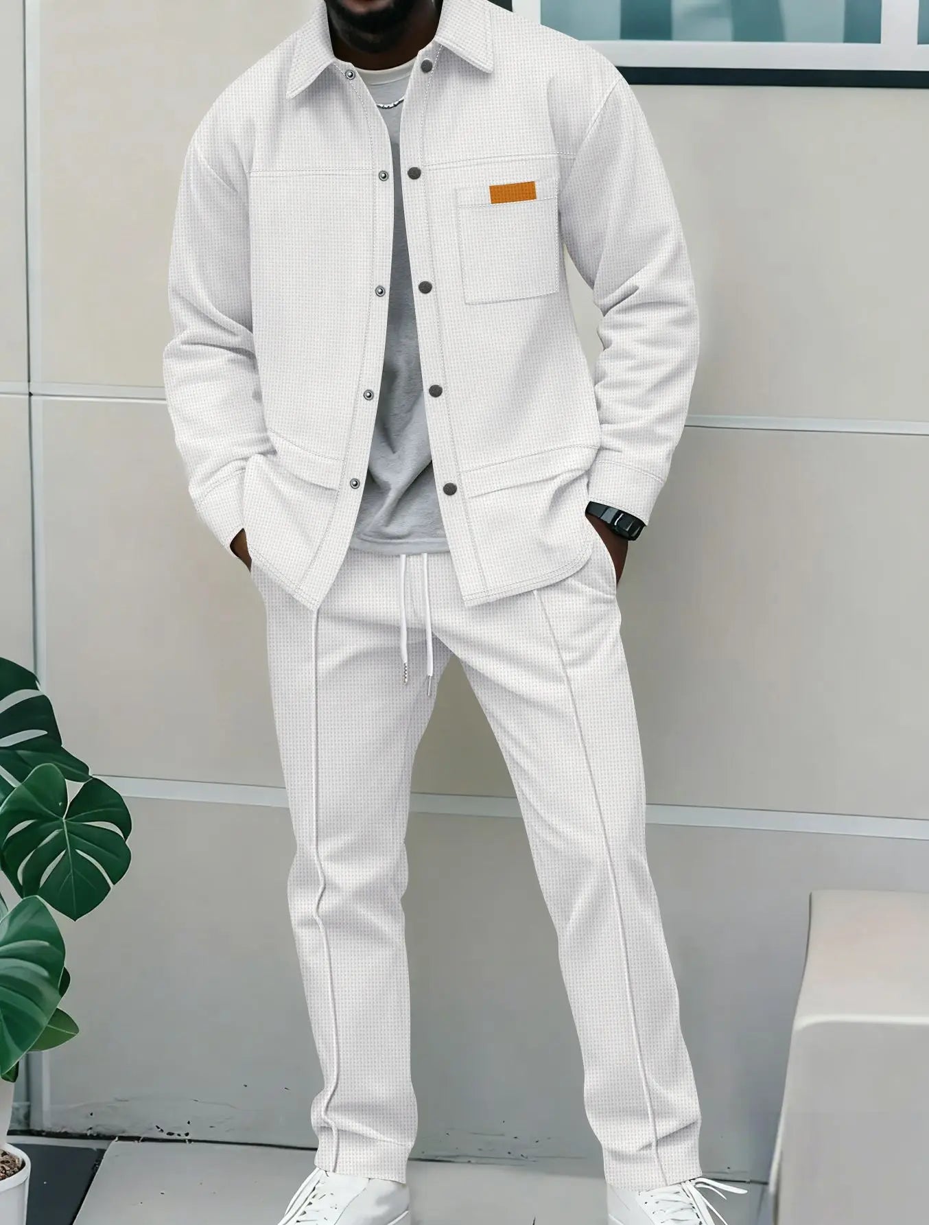 Luxury Men's Casual Flight Jacket Autumn Winter Two-Piece Set Cotton Blend Fiber Long Sleeve