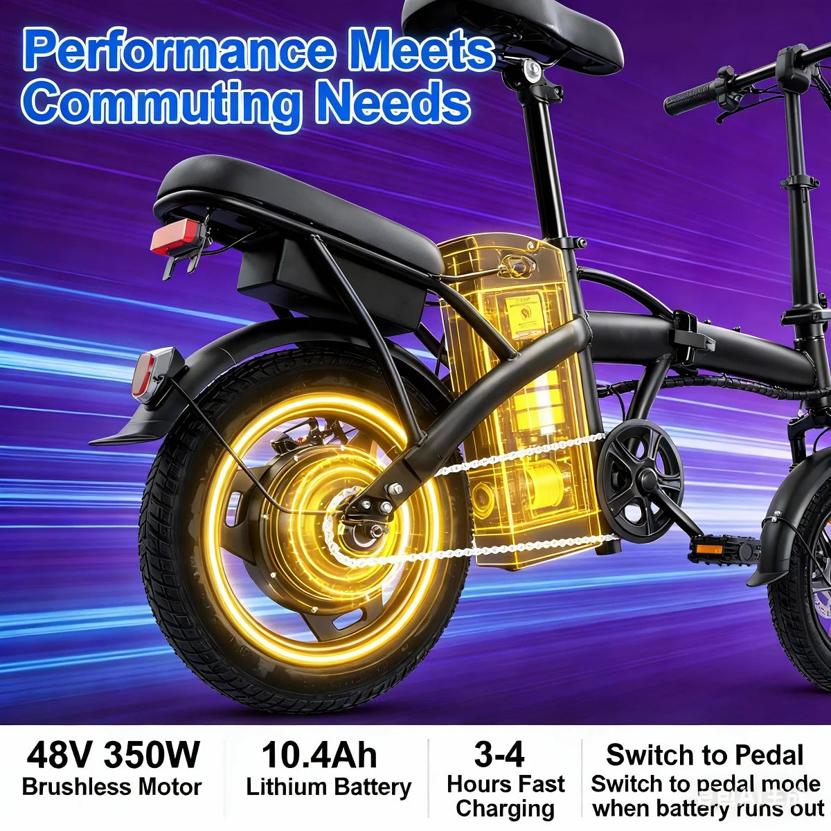 T5 Folding E-Bike with Basket for Grocery Runs 48V 350W 20MPH Free Shipping