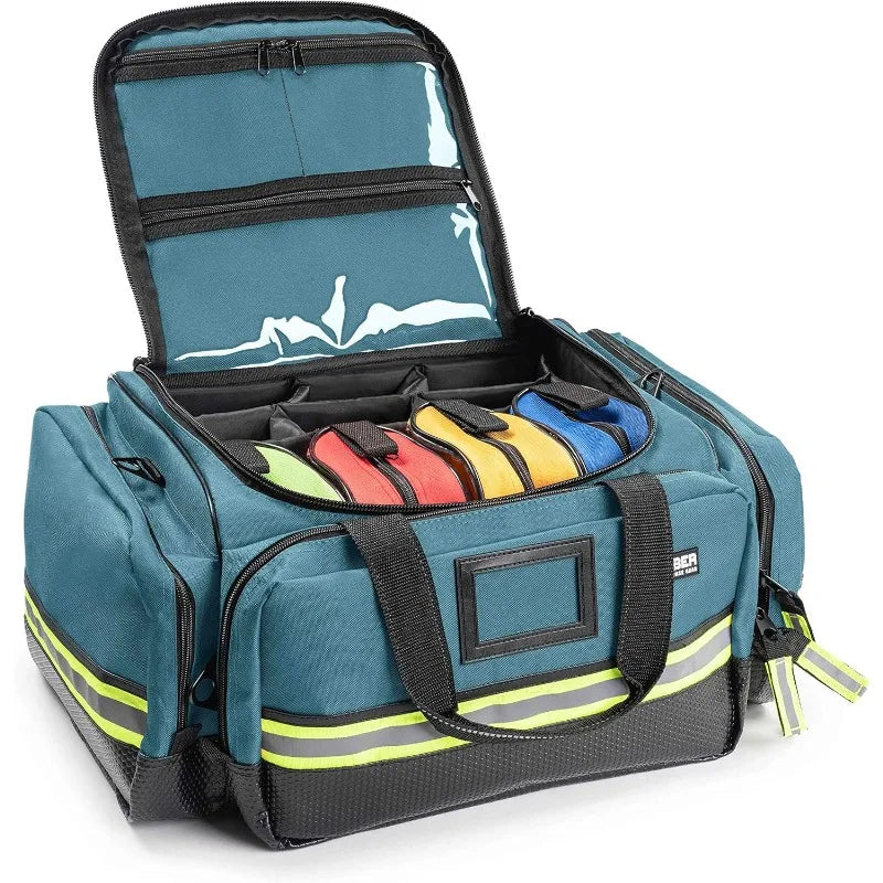 Fully-Stocked First Responder Professional Advanced EMT，EMS Trauma Kit HSA,FSA Approved ，Reflect bag