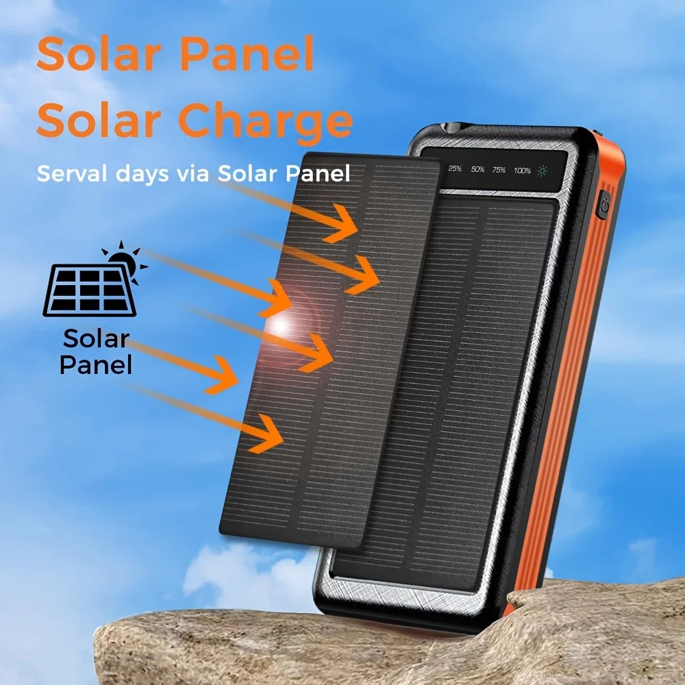20000mAh power bank . Solar energy for phone,Equipped with a charging cable/lighting lamp/magnet