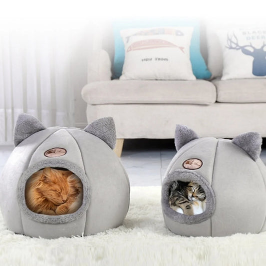 Pet bed with cat ears cat small medium large  Comfortable and soft Machine washable