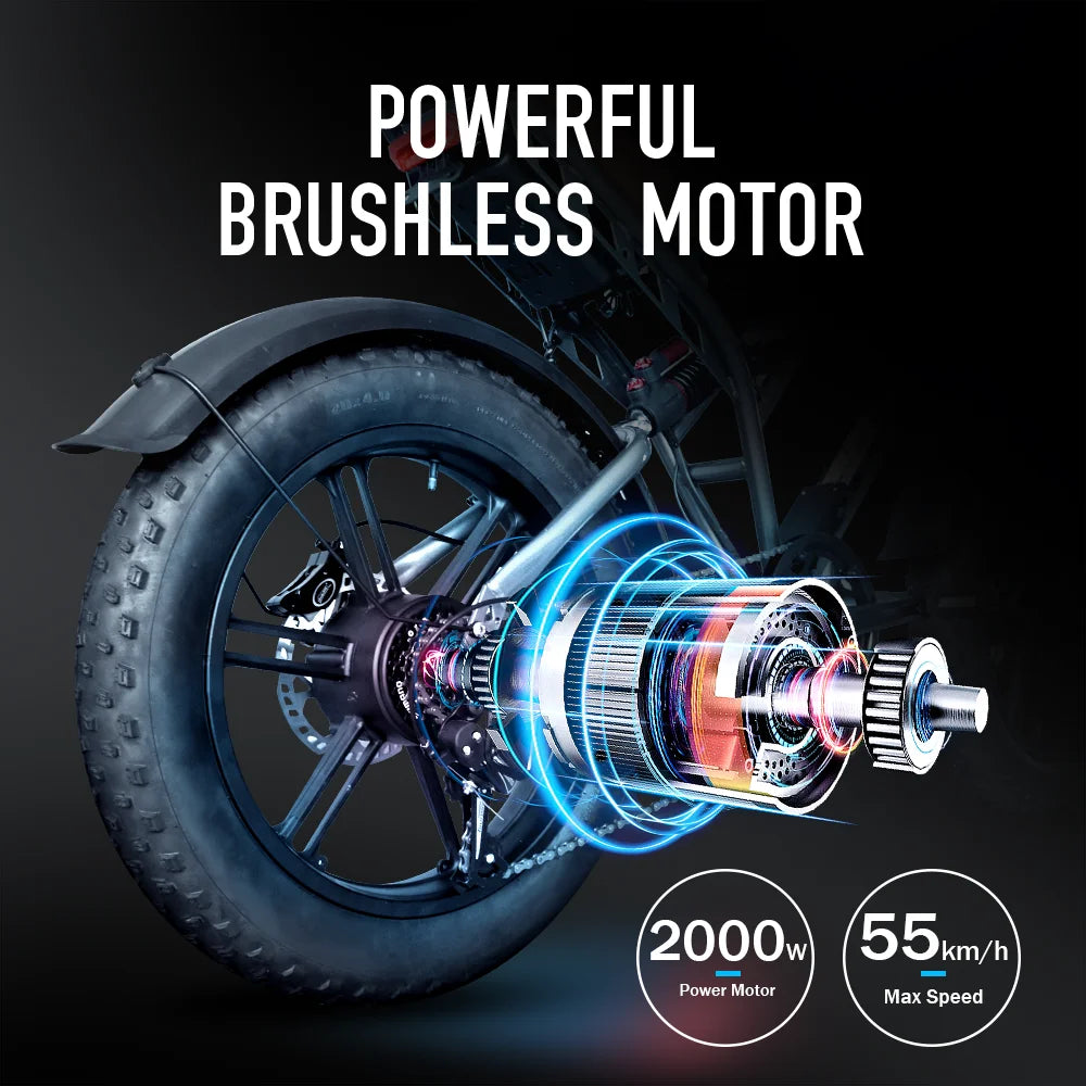 QS7 Max Electric Bicycle 2000W Brushless Motors MTB 48V 35AH Lithium Battery Speed 50Km/h Off Road