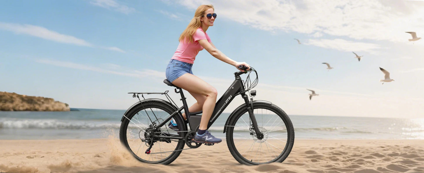1000W Peak Electric Bike for Adult,26" Tires 50Miles Range Commuting Ebike,Removable,20MPH,7-Speed