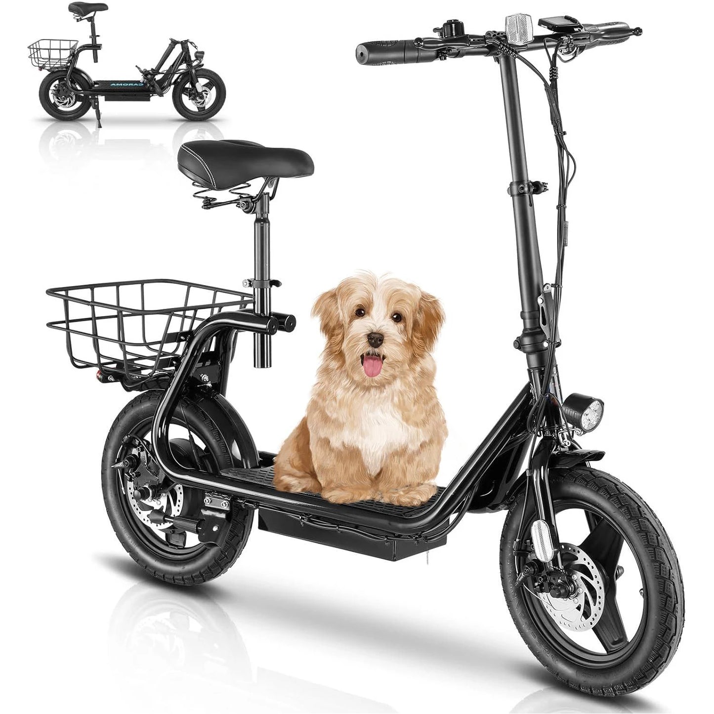Peak 819W Electric Scooter 500W Motor W/ Seat 14" Tire, 30 Miles Ranges 20MPH Max Speed, to 300 LBS
