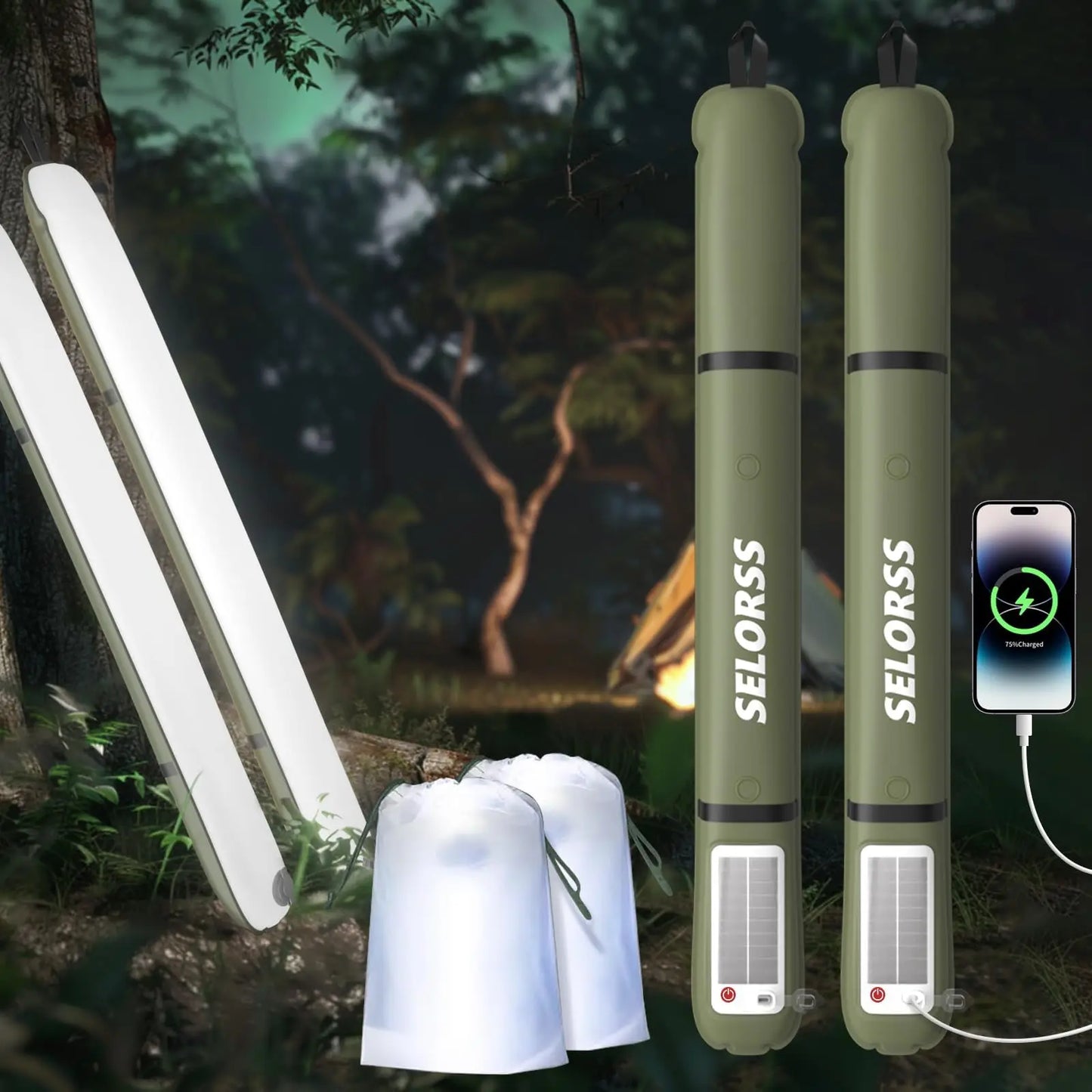 Solar Camping Lantern 2000mAh Folding Waterproof 3 Warm Light,Hiking Camping Fish USB-Type C