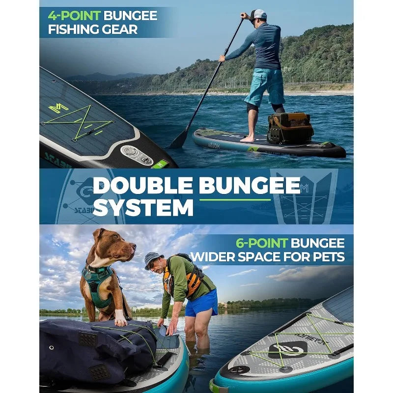 10'8/11'*35" Extra Wide Inflatable Paddle Boards, Stable; 3 People w/Shoulder Strap,100L Backpack