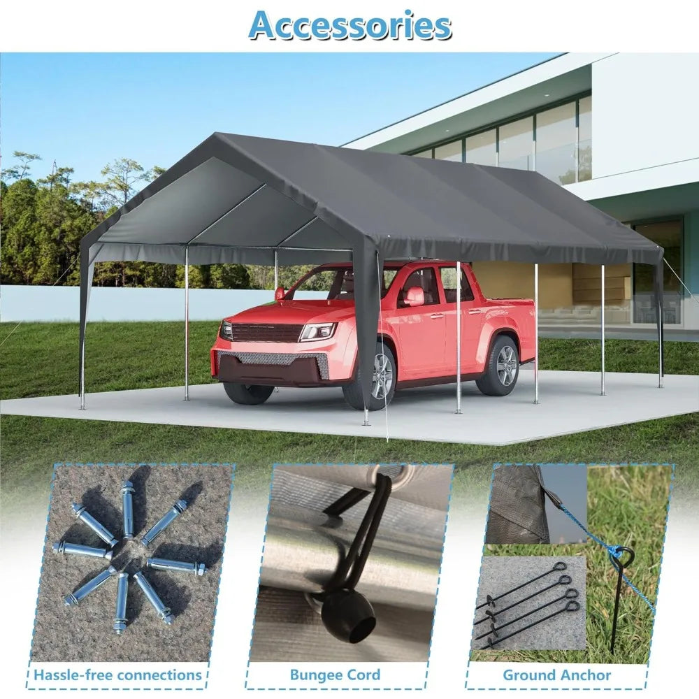 Carport 13'x25'x10' Heavy Duty, Roll-up Sidewall,Ventilated Windows, Portable for Car, SUV, Boat