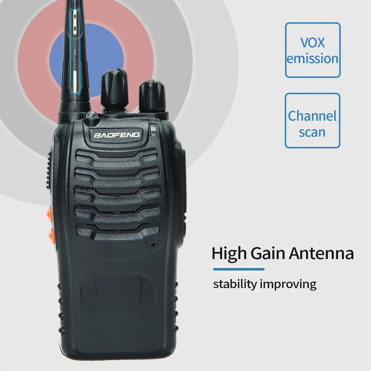 2Pcs BF 888S Walkie Talkie UHF 400 470MHz Long Range Two Way Ham Radios Transceiver, Hunting, travel