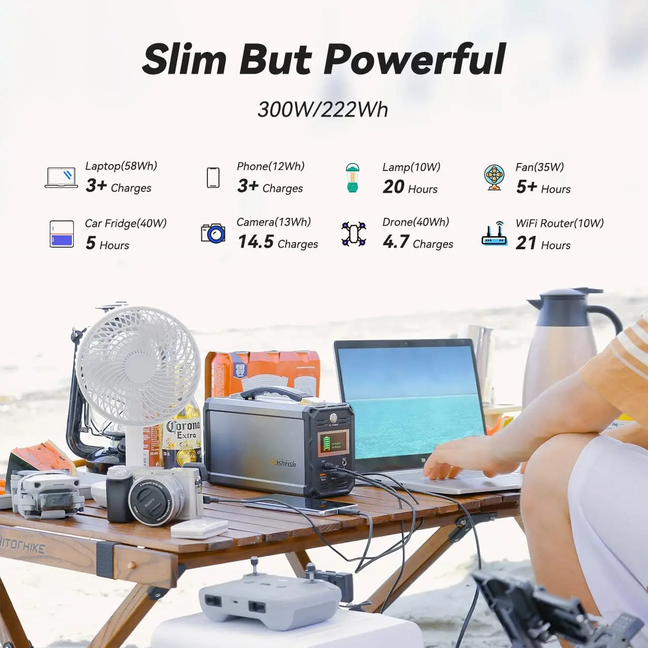 300W Solar Generator 222Wh Portable Power Station 60000mAh Rechargeable Lithium Battery Bank