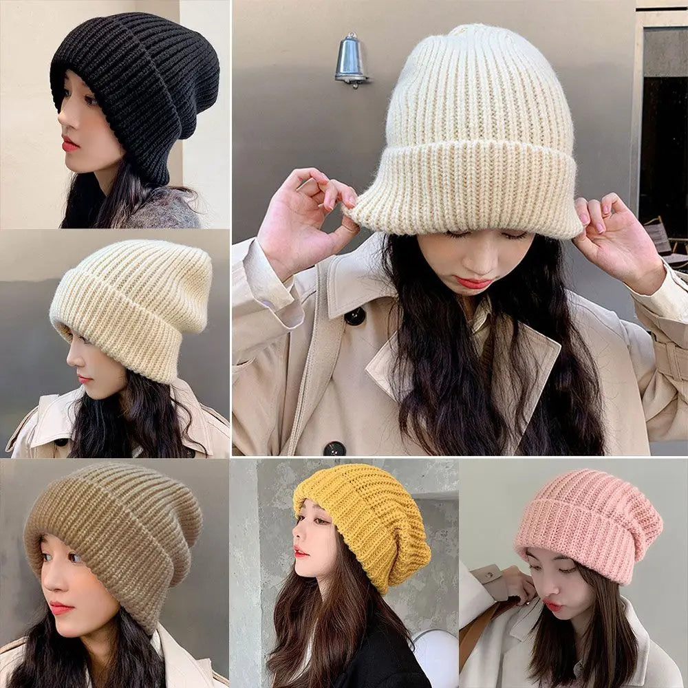 Fashion Winter Warm Hats Women Casual Knitted Bonnet Caps Men Hats Solid Color Hip Hop Unisex