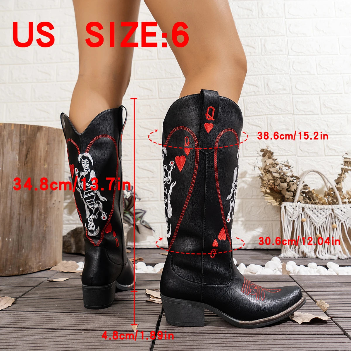 Women's fashion embroidered western cowboy boots