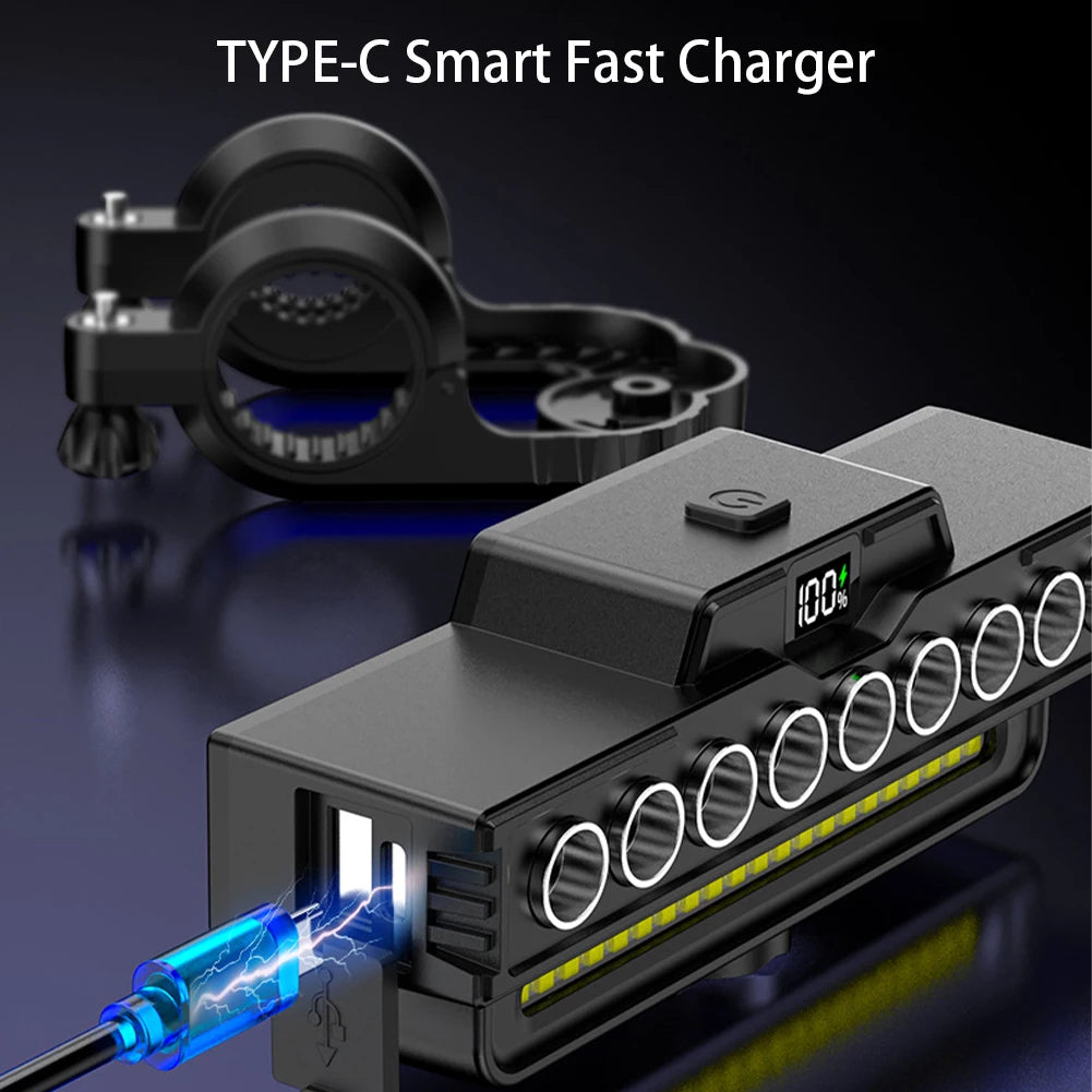 1600LM High Brightness LED Bike Light 4000mAh Power Display  Type-C USB Charging Night RidingLamps