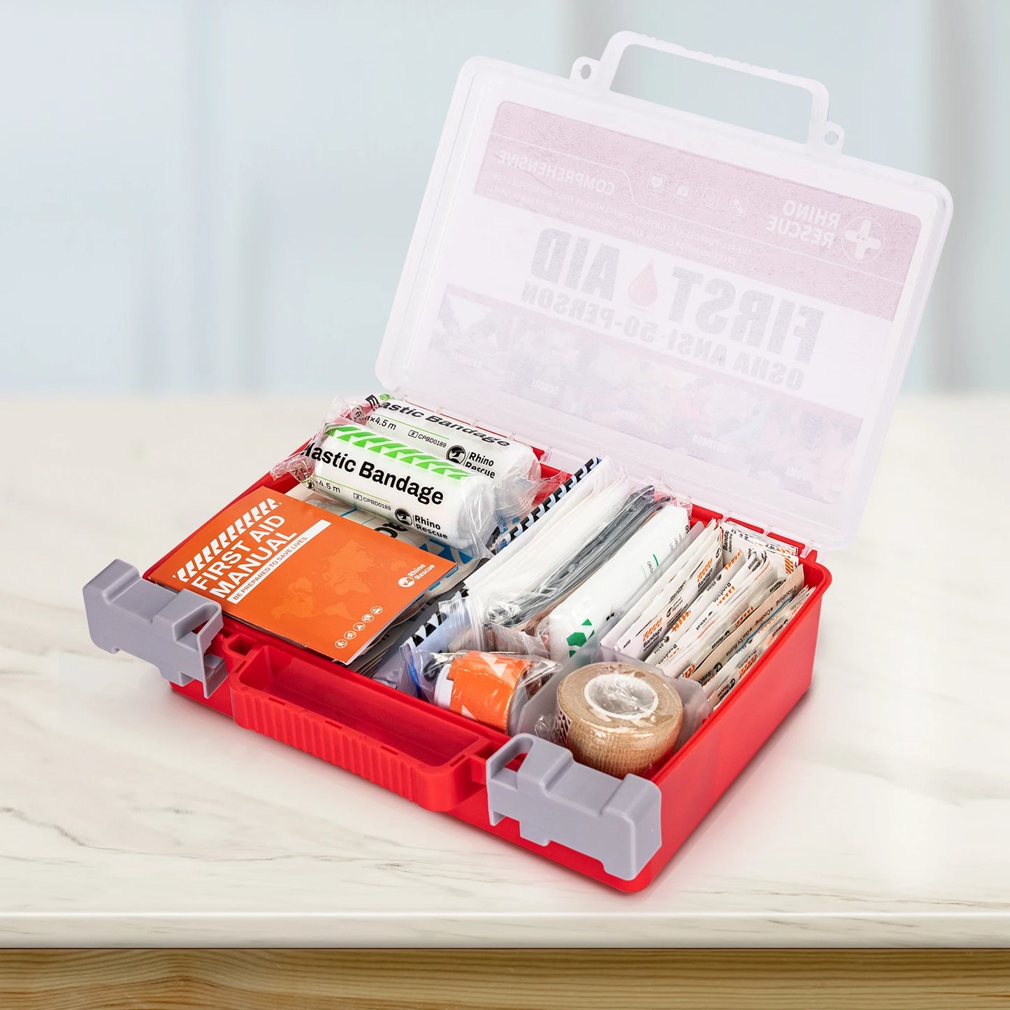 Rhino full-featured first aid kit, home/office emergency medical supplies, car, outdoor, travel