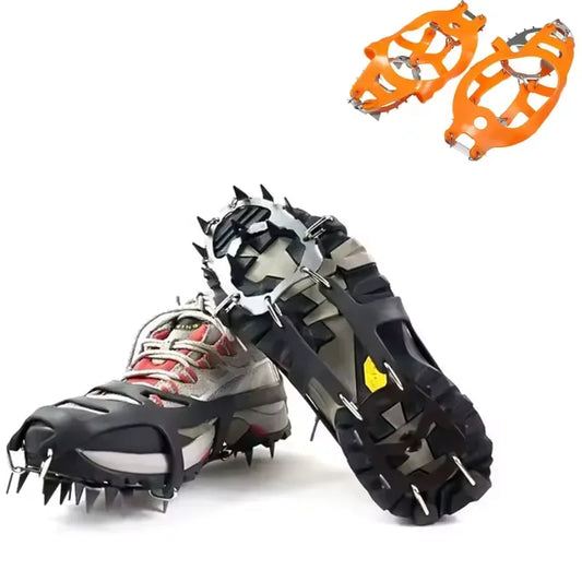 1Pair Professional Climbing Crampons 18 Studs Anti-Skid Ice Snow Walking Shoes Spike Grip Winter