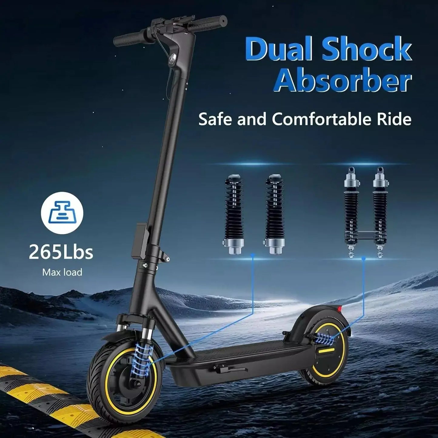 LPMAX 10" tires Folding E-Scooter 22MPH Max Speed 500W 14.5AH 28Miles Long Range Dual Shock Absorber