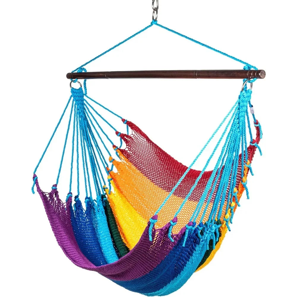 Jumbo Caribbean Hammock Chair with Footrest - 55 inch - Soft-Spun Polyester