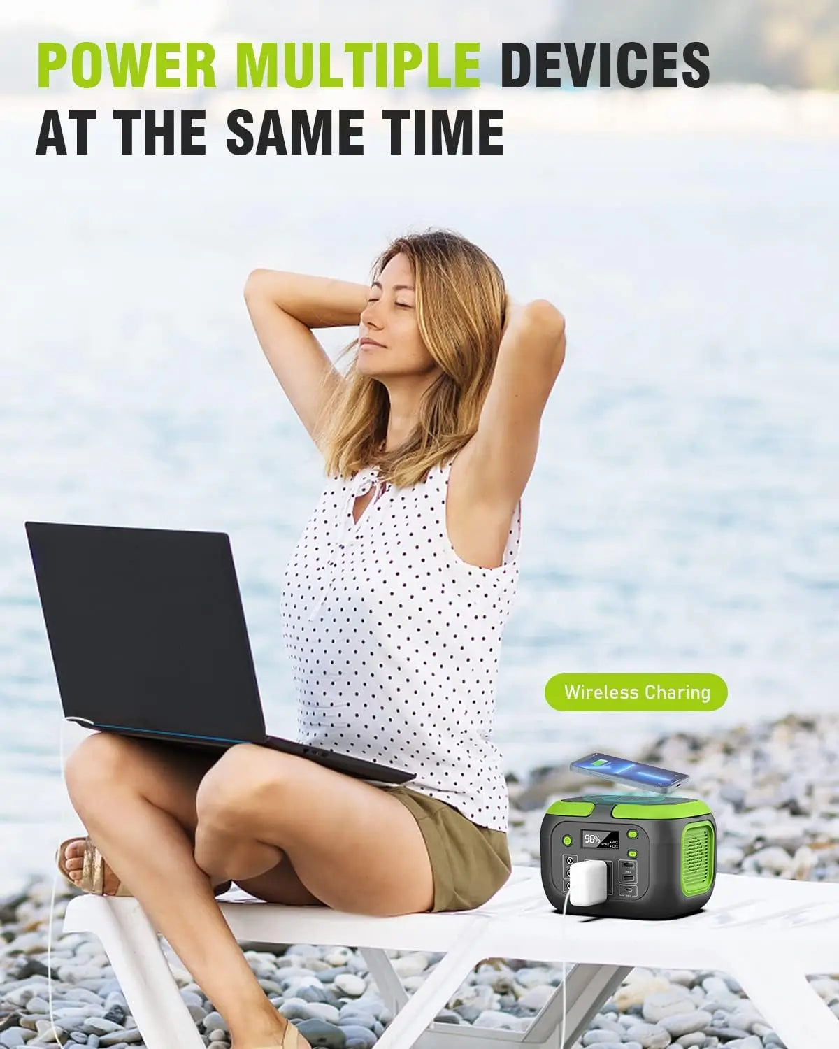 200W Portable Power Station 155Wh Solar Generator 42000mAh Power Bank with AC Outlet 110V, DC, USB