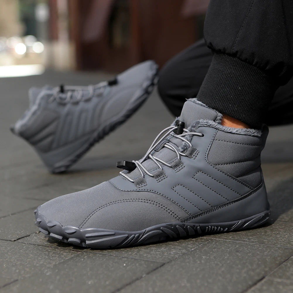 Winter Warm Running Barefoot Shoes Women Men Rubber High Ankle Boots Waterproof Non-Slip Breathable