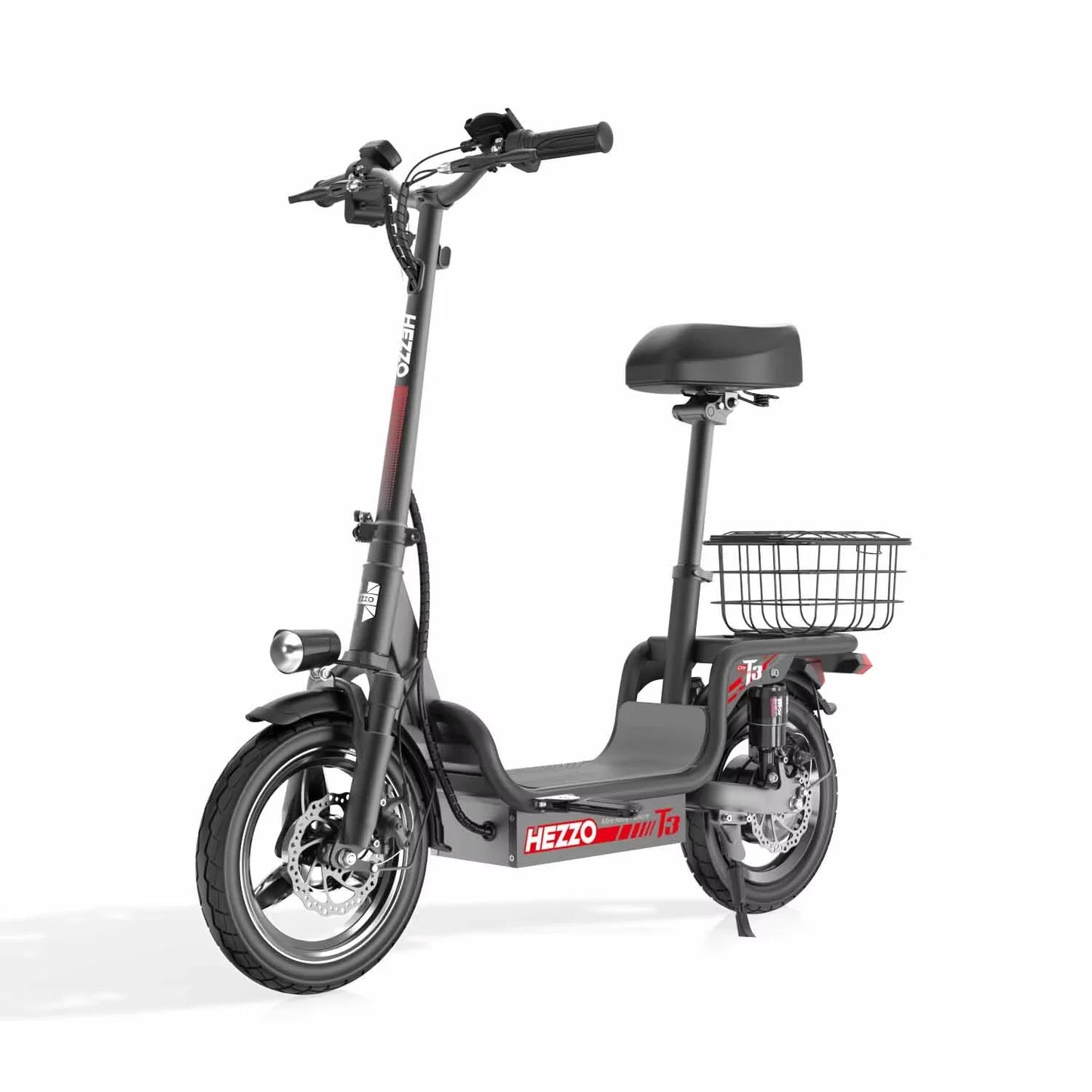 500W carbon steel front and rear dual disc brake bicycle for urban commuting with basket, adult