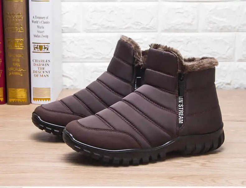 Men's sneakers Warm Cotton Zipper Snow Ankle Boots, Waterproof Snow Boots free shiping shoe