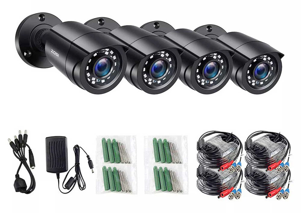 1080P 4 Pack HD TVI Security Cameras Out/in Weatherproof Bullet Surveillance Camera Analog CCTV DVR