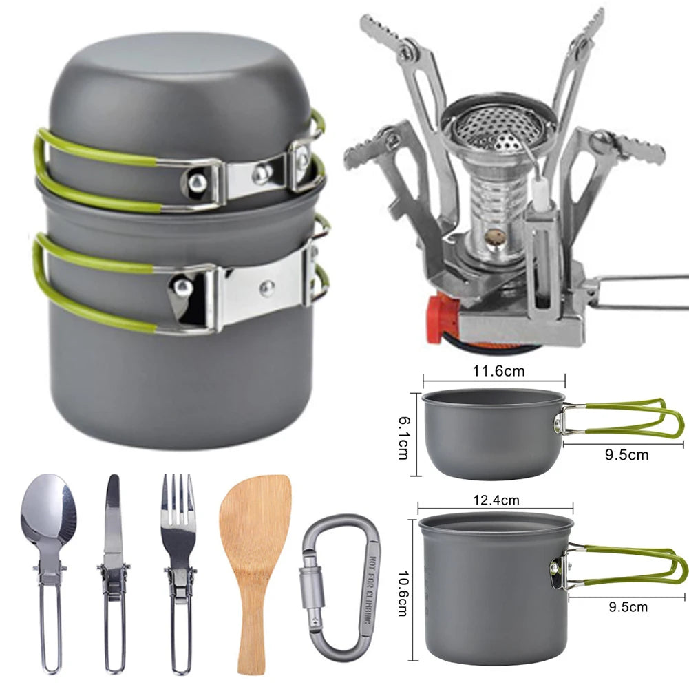 Portable Camping Cookware Stove Kit For Backpackers