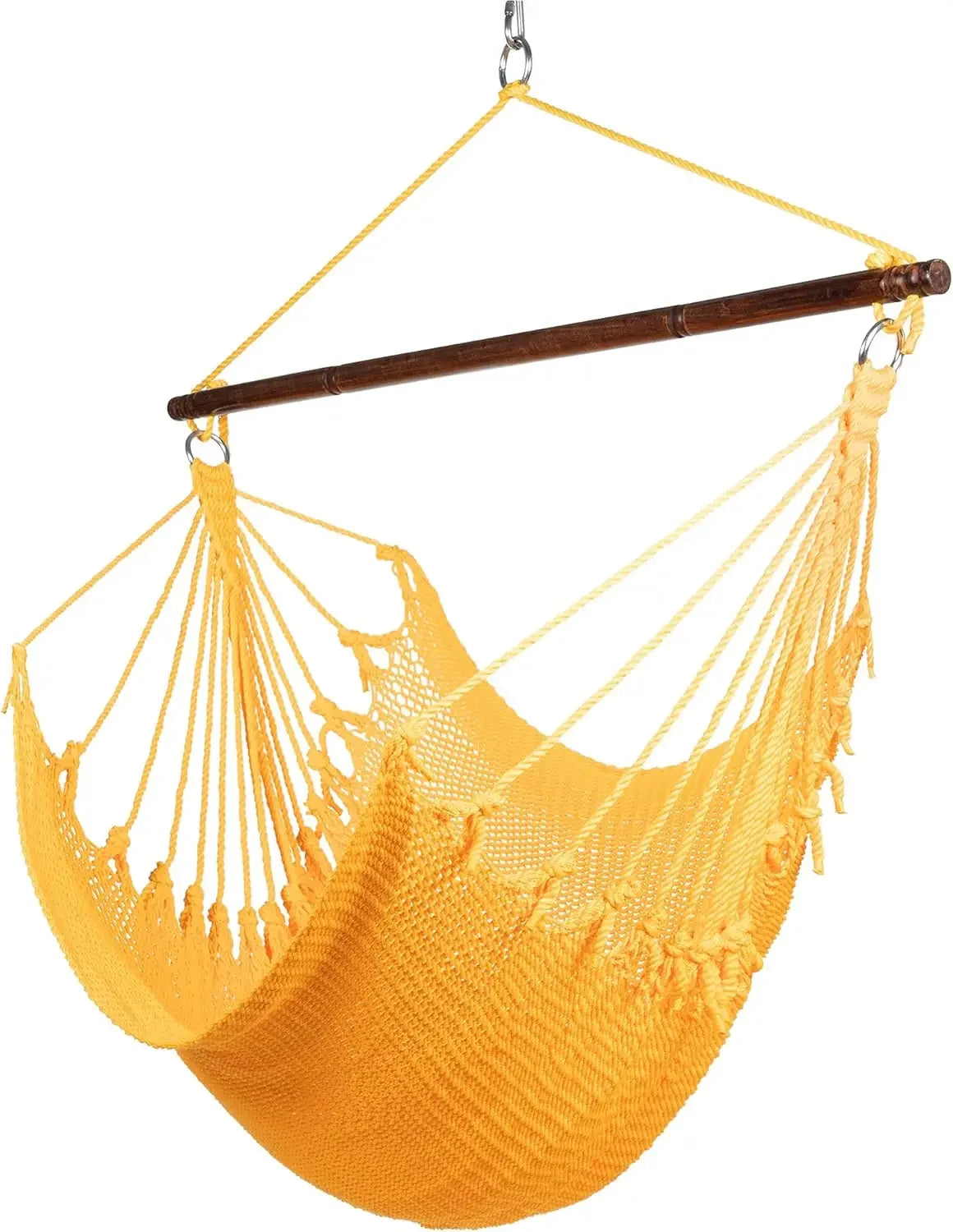 Jumbo Caribbean Hammock Chair with Footrest - 55 inch - Soft-Spun Polyester
