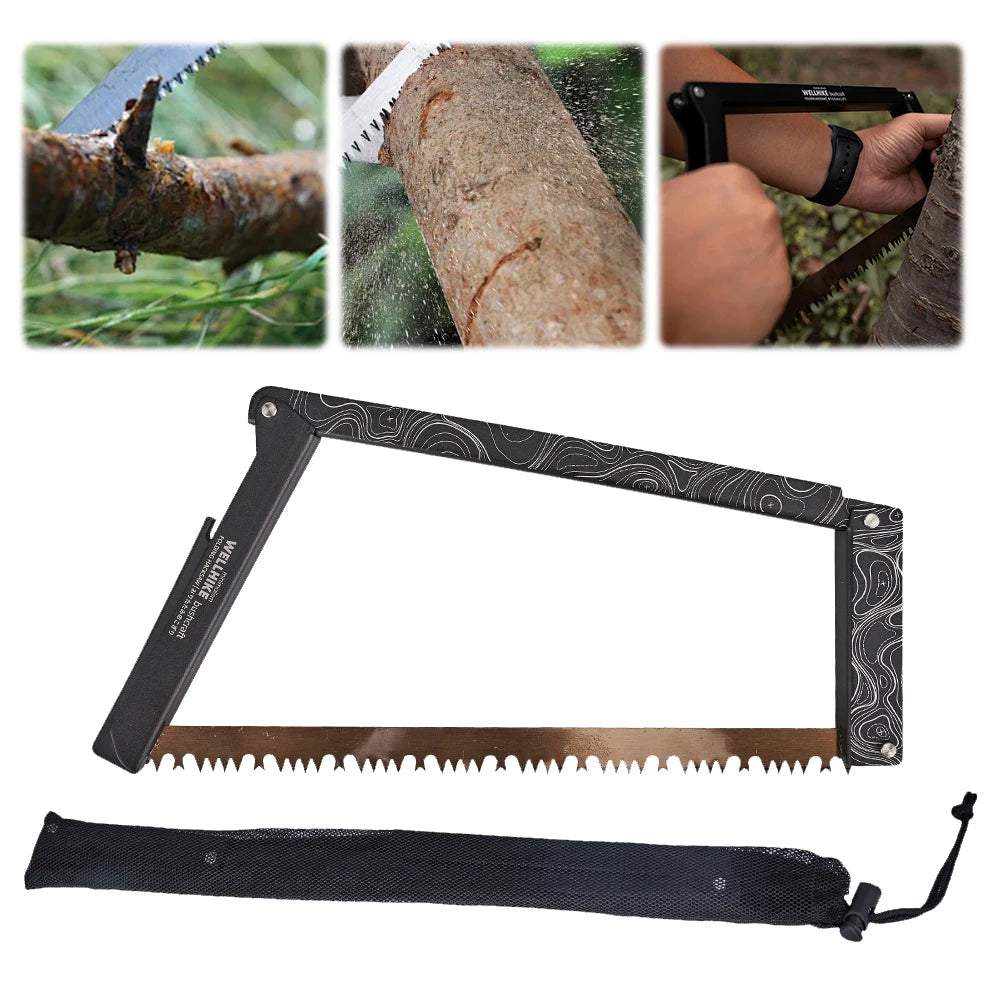 Folding Saw, Storage Bag Portable,Aluminum Alloy Camping Outdoor Hiking Survival Tools