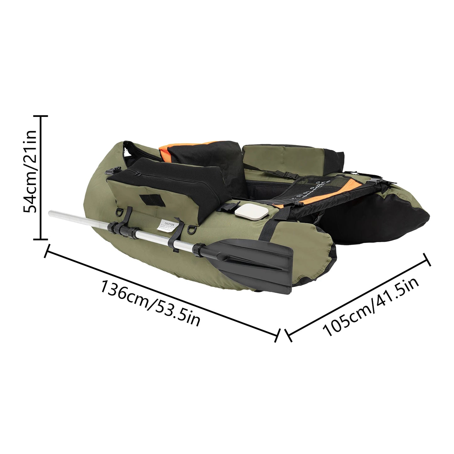 Inflatable Fishing Boat with Hand Air Pump Outdoor 136*105cm Max Capacity 286.6 lbs
