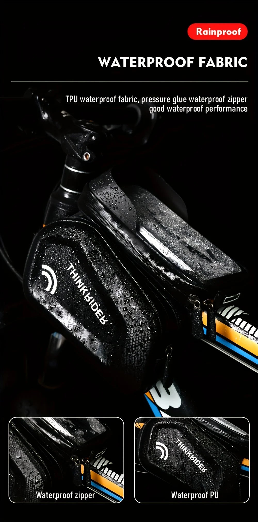Bike Bag Frame Front Top Tube Cycling Bag Waterproof 7in Phone Case Touchscreen Bag MTB Pack