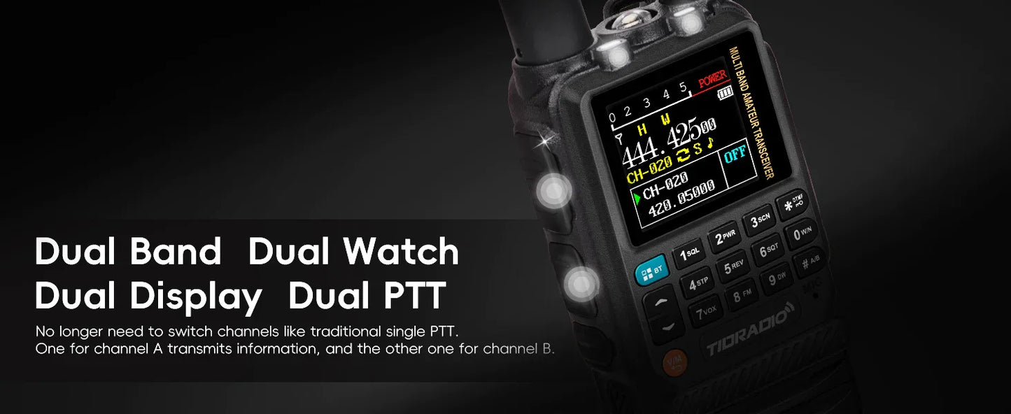 Walkie Talkie Phone APP Wireless Program HAM Air Band Long Range Radio USB Type-C Cable Prog/Charge