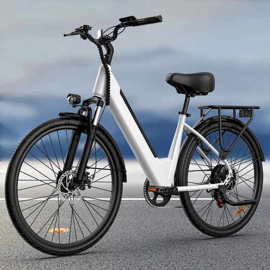 750W E26 Electric Bike 26x2" Commuter Tires 48V 10.4Ah Removable 20MPH Speed 7-Speeds LCD Display