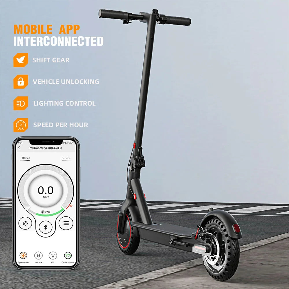 350W Foldable Elec Scooter Adults Teens,Explosion-proof Tires,Dual Brake System,Light APP Support