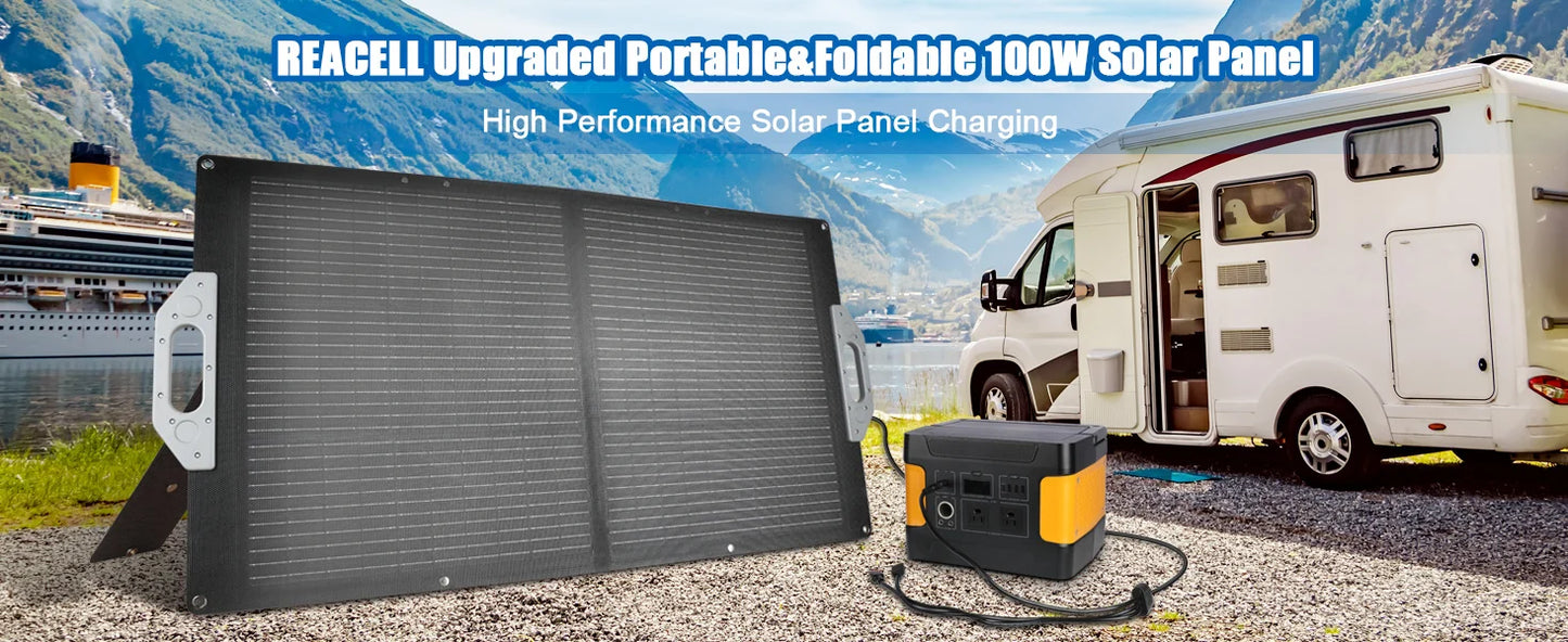 Flex-Foldable Solar Panel 100W Camping High Efficience Travel&Phone&Boat&RV 23% Efficiency