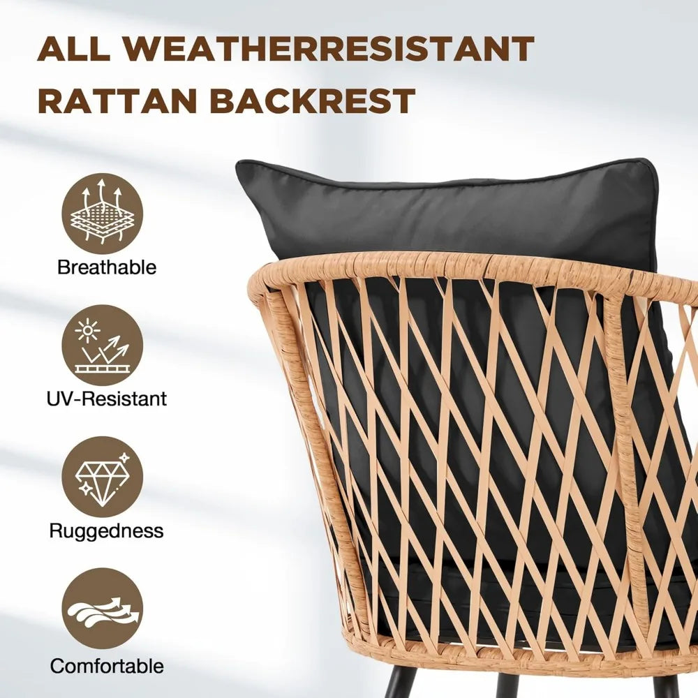 7-Piece All-Weather Rattan Patio Dining, 60" Wood Table, Removable Cushions & Umbrella Hole